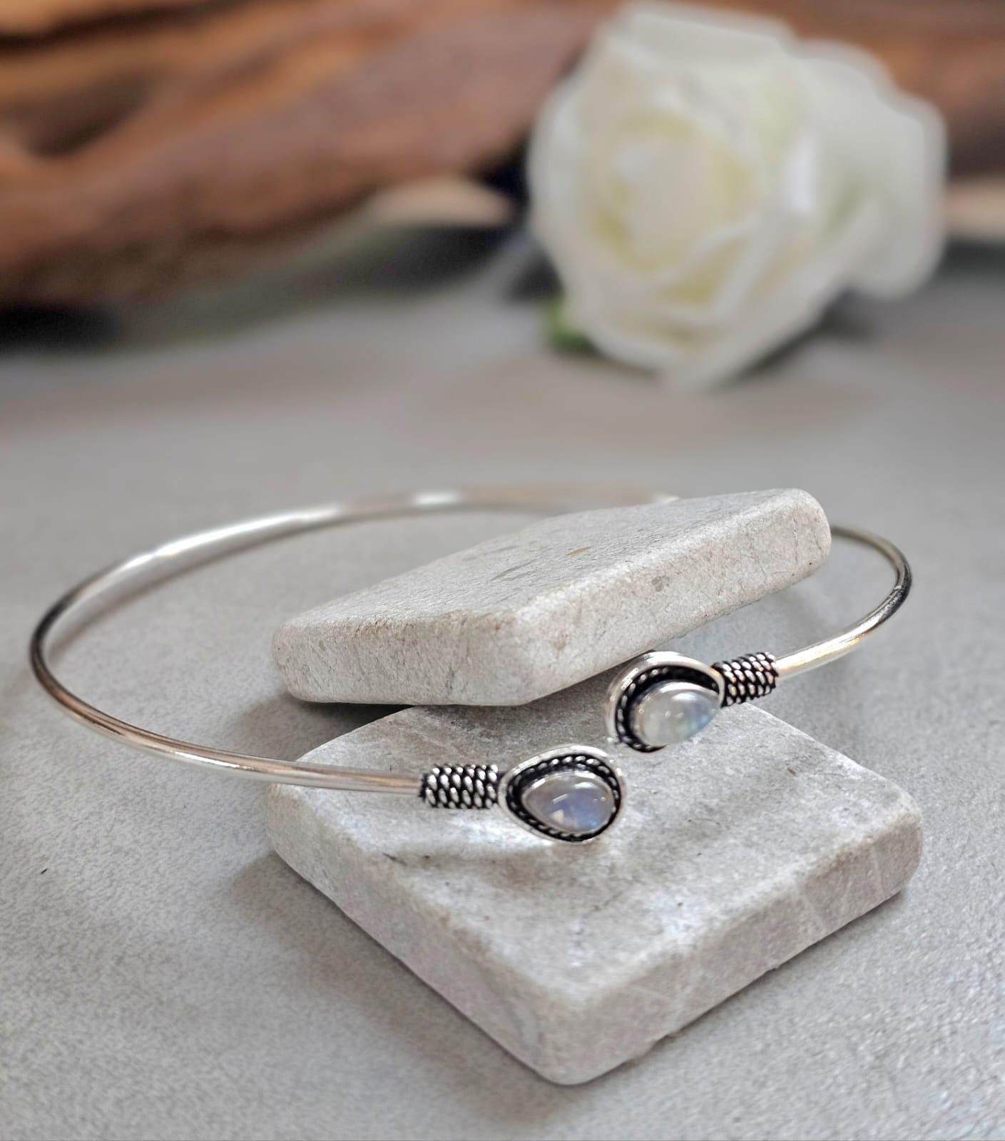 Silver Upper Arm Bracelet, Boho Arm Cuff, Moonstone Armlet, Silver Plated Arm Bracelet, Tribal Arm Cuff, Bohemian Jewellery