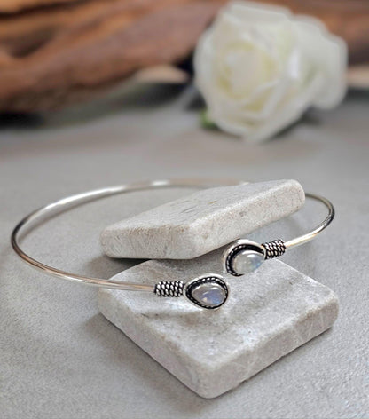 Silver Upper Arm Bracelet, Boho Arm Cuff, Moonstone Armlet, Silver Plated Arm Bracelet, Tribal Arm Cuff, Bohemian Jewellery