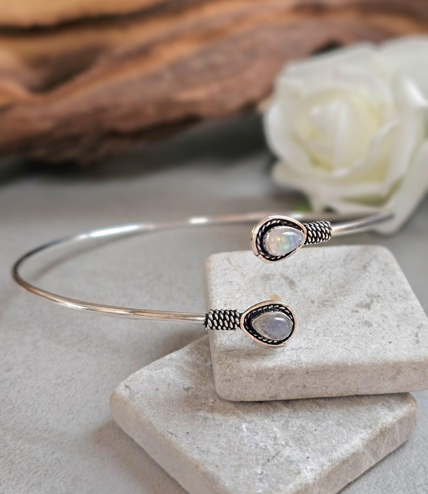 Silver Upper Arm Bracelet, Boho Arm Cuff, Moonstone Armlet, Silver Plated Arm Bracelet, Tribal Arm Cuff, Bohemian Jewellery