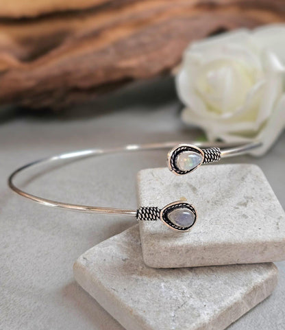 Silver Upper Arm Bracelet, Boho Arm Cuff, Moonstone Armlet, Silver Plated Arm Bracelet, Tribal Arm Cuff, Bohemian Jewellery