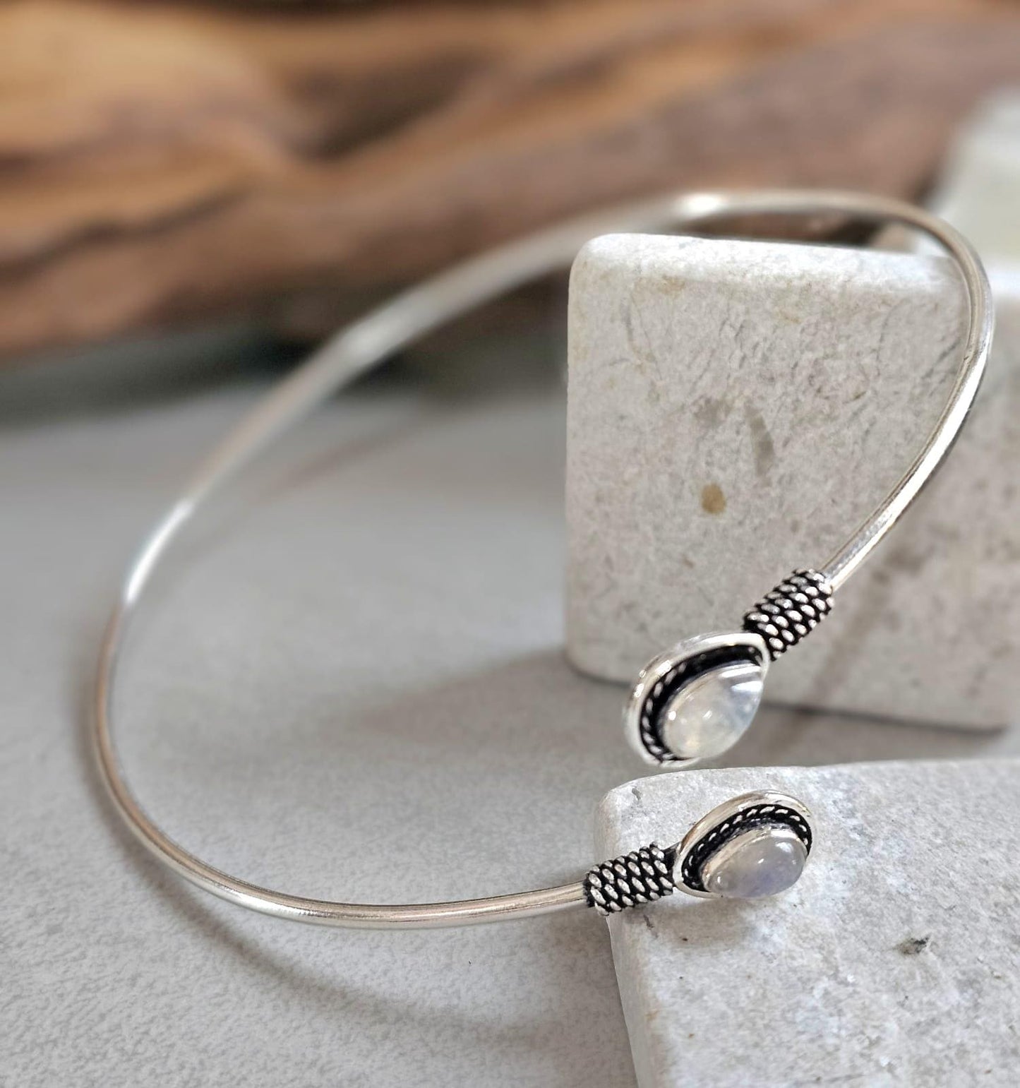 Silver Upper Arm Bracelet, Boho Arm Cuff, Moonstone Armlet, Silver Plated Arm Bracelet, Tribal Arm Cuff, Bohemian Jewellery