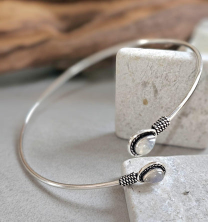 Silver Upper Arm Bracelet, Boho Arm Cuff, Moonstone Armlet, Silver Plated Arm Bracelet, Tribal Arm Cuff, Bohemian Jewellery