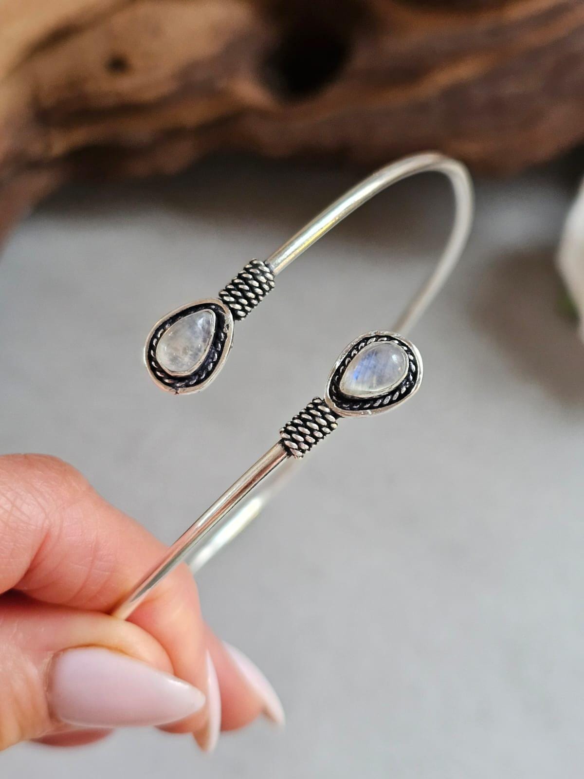 Silver Upper Arm Bracelet, Boho Arm Cuff, Moonstone Armlet, Silver Plated Arm Bracelet, Tribal Arm Cuff, Bohemian Jewellery