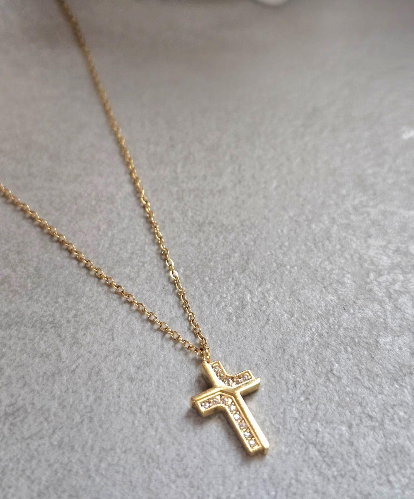 18K Gold Cross Necklace 19 Inch Chain, Jesus Cross Pendant, Gold Plated Cross Necklace, Faith Necklace, Christian Jewellery, Religious Gift
