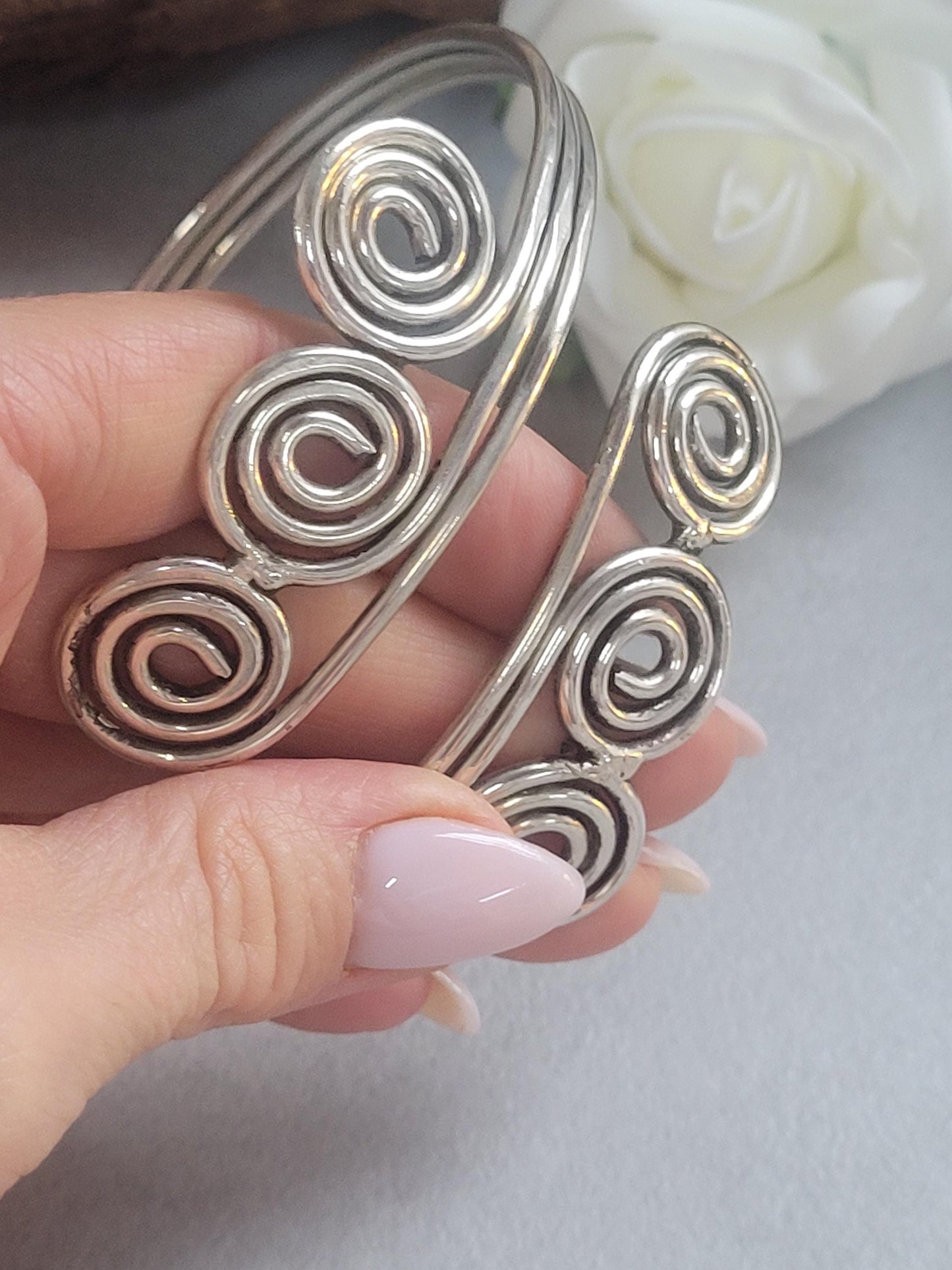 Silver Upper Arm Bracelet, Boho Arm Cuff, Spiral Armlet, Silver Plated Arm Bracelet, Bohemian Jewellery