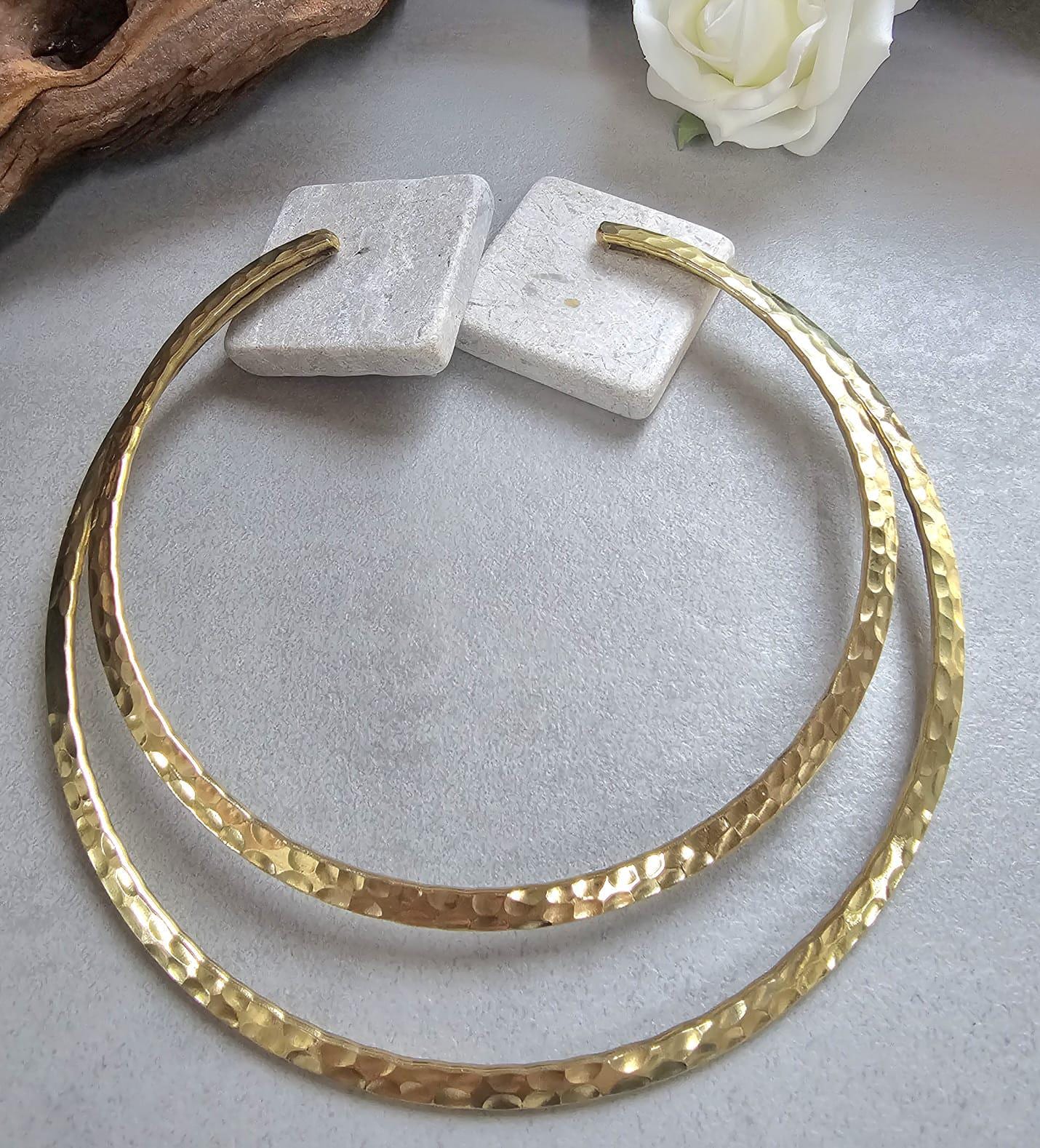 Raw Brass Hammered Choker Necklace, Brass Necklace, Boho Statement Choker, Minimalist Gold chocker, Handmade Brass Jewellery