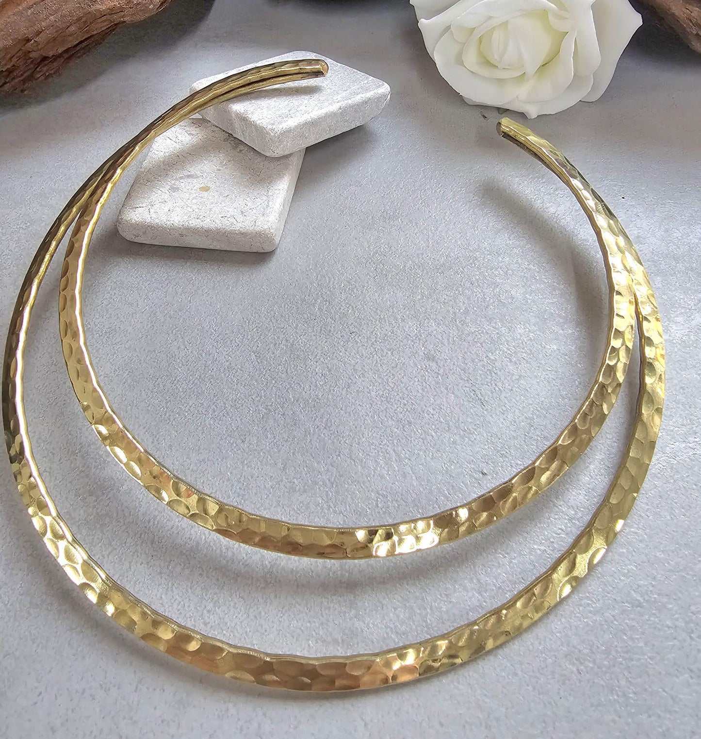 Raw Brass Hammered Choker Necklace, Brass Necklace, Boho Statement Choker, Minimalist Gold chocker, Handmade Brass Jewellery