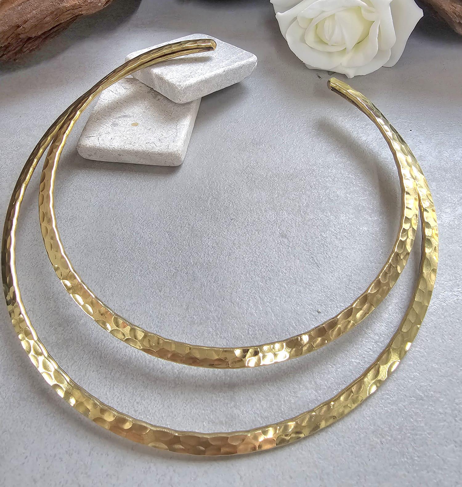 Raw Brass Hammered Choker Necklace, Brass Necklace, Boho Statement Choker, Minimalist Gold chocker, Handmade Brass Jewellery