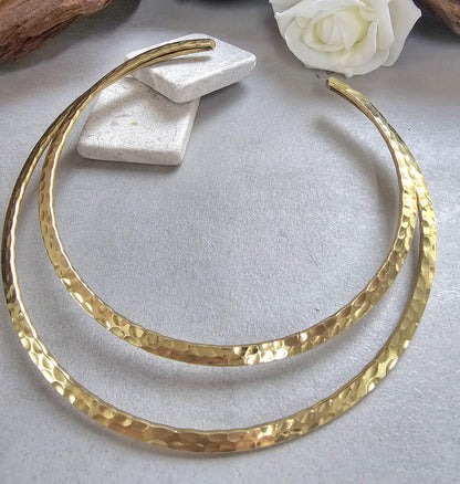 Raw Brass Hammered Choker Necklace, Brass Necklace, Boho Statement Choker, Minimalist Gold chocker, Handmade Brass Jewellery