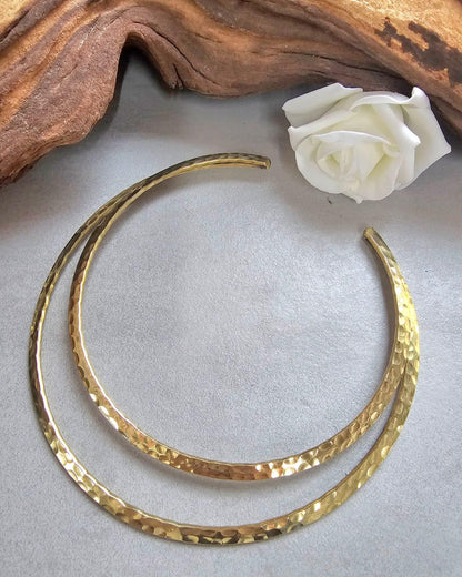 Raw Brass Hammered Choker Necklace, Brass Necklace, Boho Statement Choker, Minimalist Gold chocker, Handmade Brass Jewellery