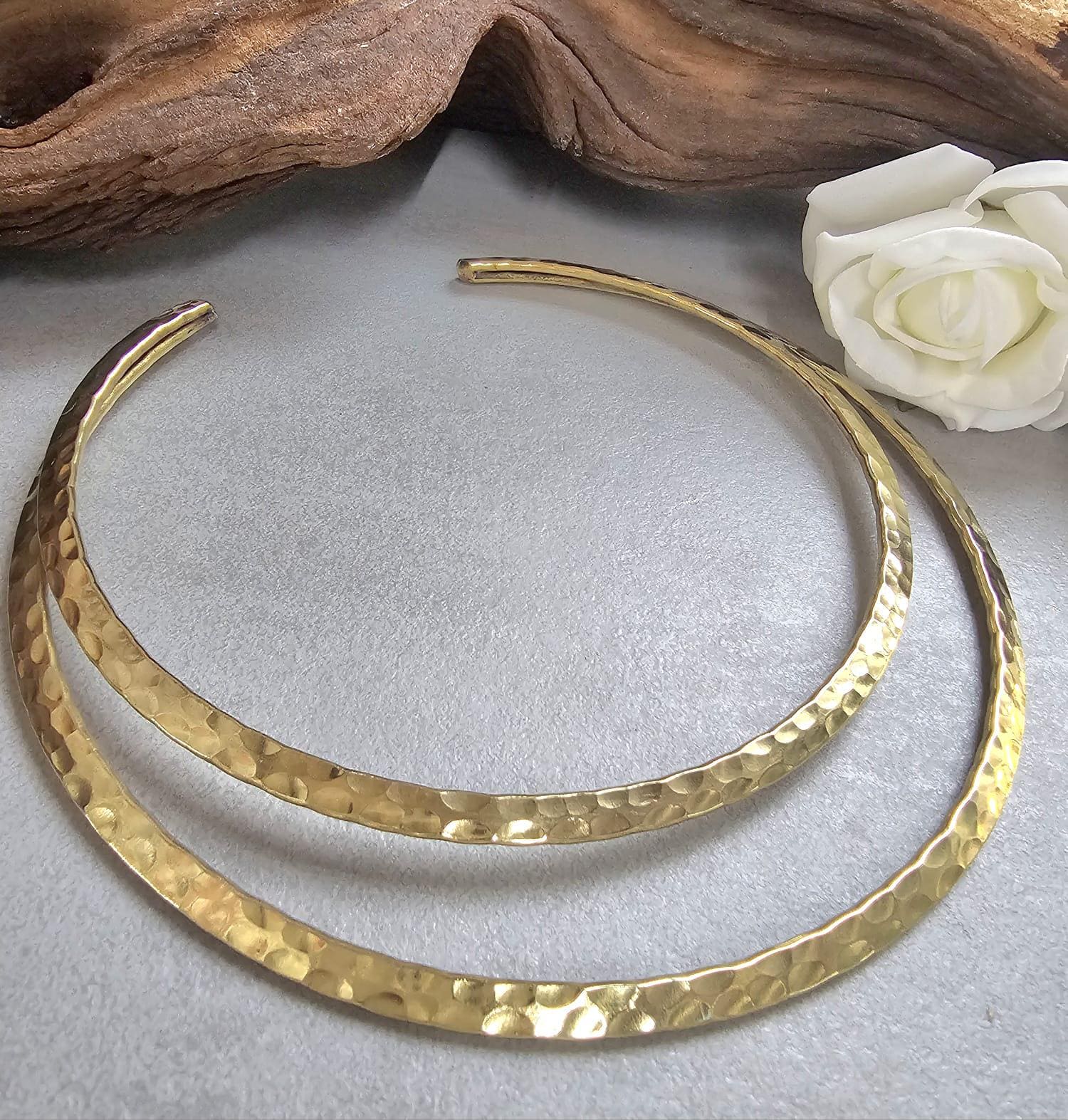 Raw Brass Hammered Choker Necklace, Brass Necklace, Boho Statement Choker, Minimalist Gold chocker, Handmade Brass Jewellery