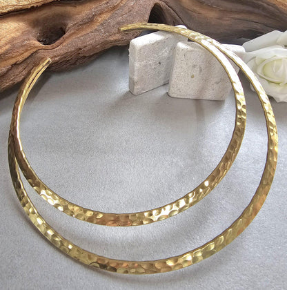 Raw Brass Hammered Choker Necklace, Brass Necklace, Boho Statement Choker, Minimalist Gold chocker, Handmade Brass Jewellery