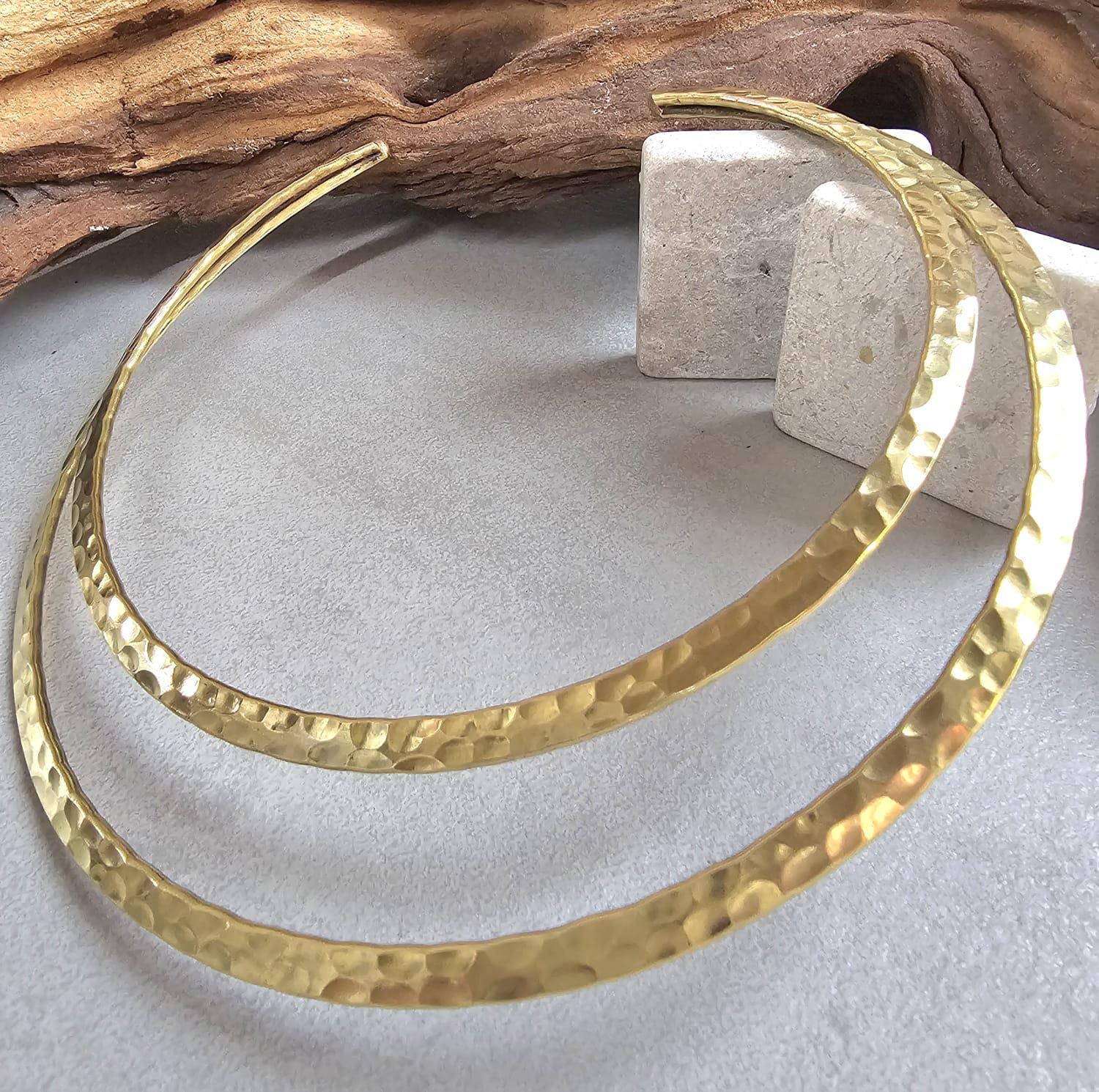 Raw Brass Hammered Choker Necklace, Brass Necklace, Boho Statement Choker, Minimalist Gold chocker, Handmade Brass Jewellery