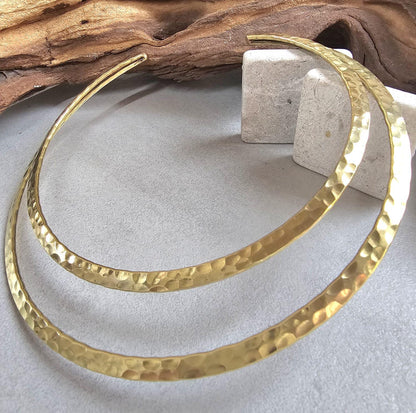 Raw Brass Hammered Choker Necklace, Brass Necklace, Boho Statement Choker, Minimalist Gold chocker, Handmade Brass Jewellery