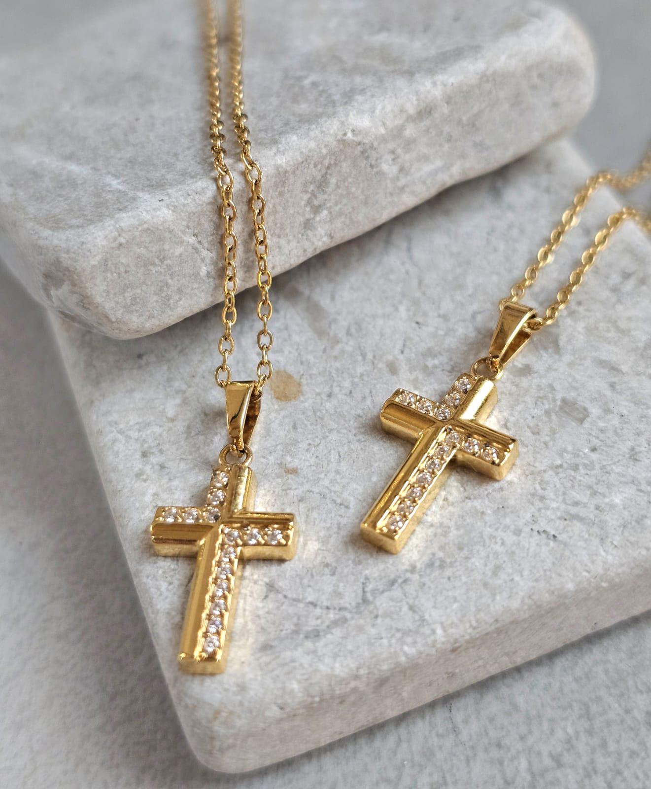 18K Gold Cross Necklace 19 Inch Chain, Jesus Cross Pendant, Gold Plated Cross Necklace, Faith Necklace, Christian Jewellery, Religious Gift