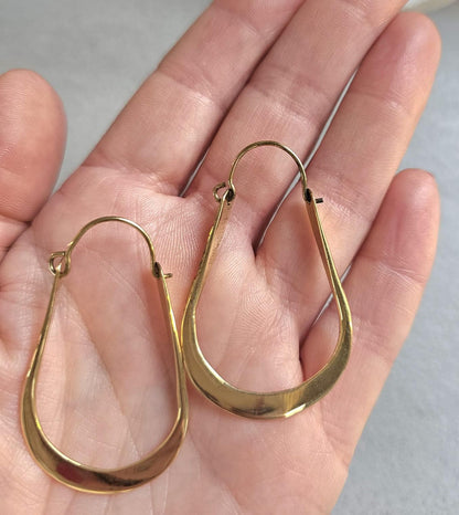 Sculpted Gold Teardrop Hoop Earrings | Modern Minimalist Statement Hoops | Elegant Lightweight Drop Earrings for Women