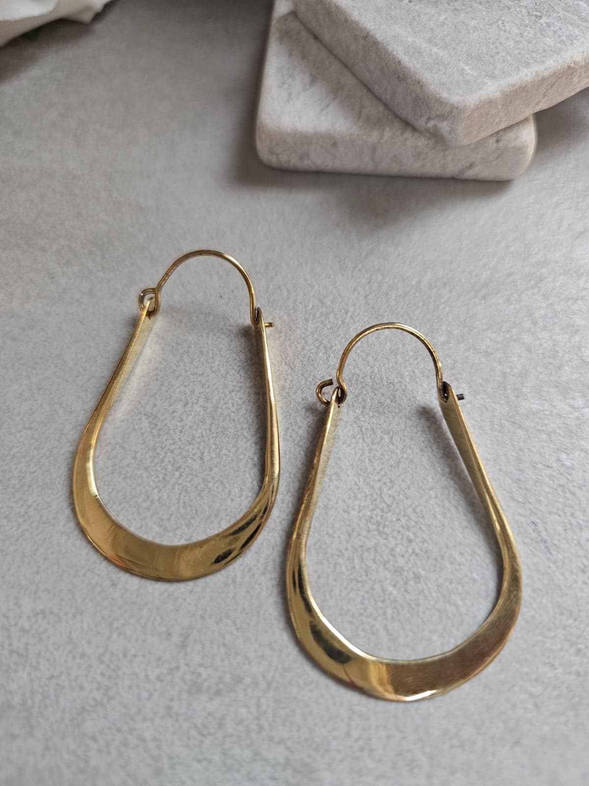 Sculpted Gold Teardrop Hoop Earrings | Modern Minimalist Statement Hoops | Elegant Lightweight Drop Earrings for Women
