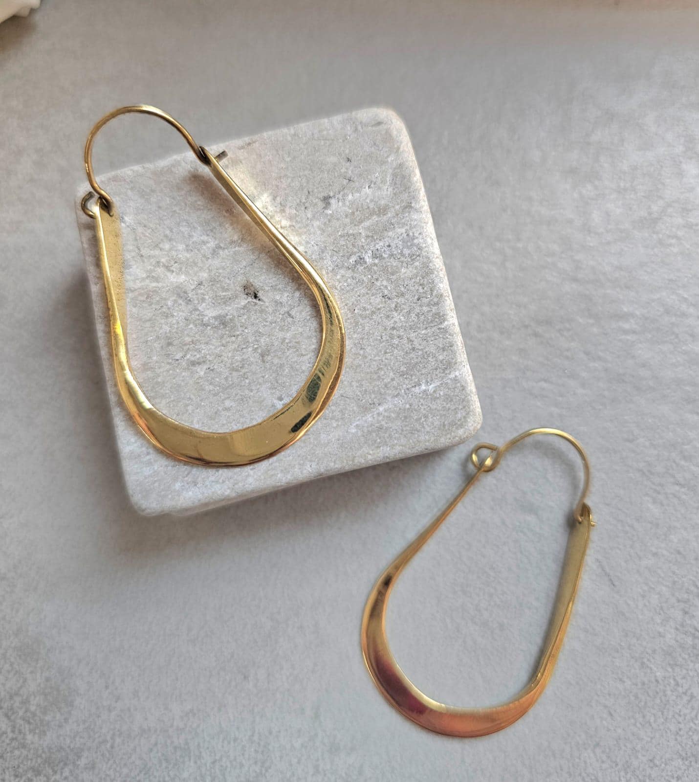 Sculpted Gold Teardrop Hoop Earrings | Modern Minimalist Statement Hoops | Elegant Lightweight Drop Earrings for Women