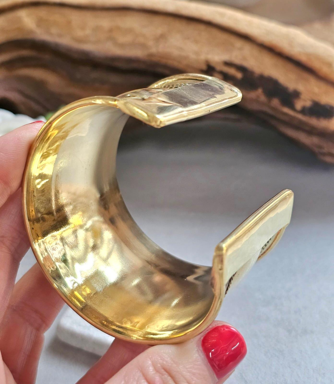 Gold Statement Cuff Bracelet – Wide Textured Open Bangle – Bold Layered Metal Cuff – Adjustable Boho Chic Jewelry Gift for Her