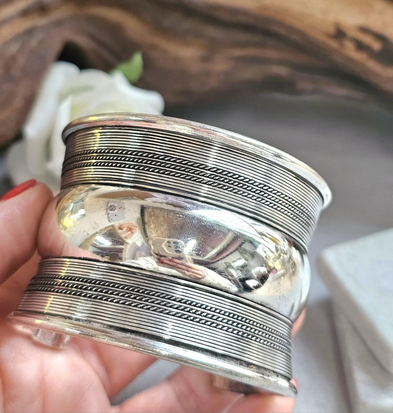 Silver Plated Wide Cuff Bracelet – Statement Textured Open Bangle – Bold Adjustable Wrist Cuff for Women