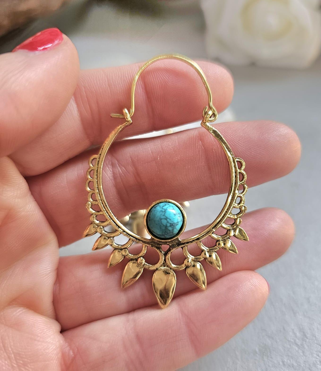 Boho Earrings | Large Gold Statement Hoops