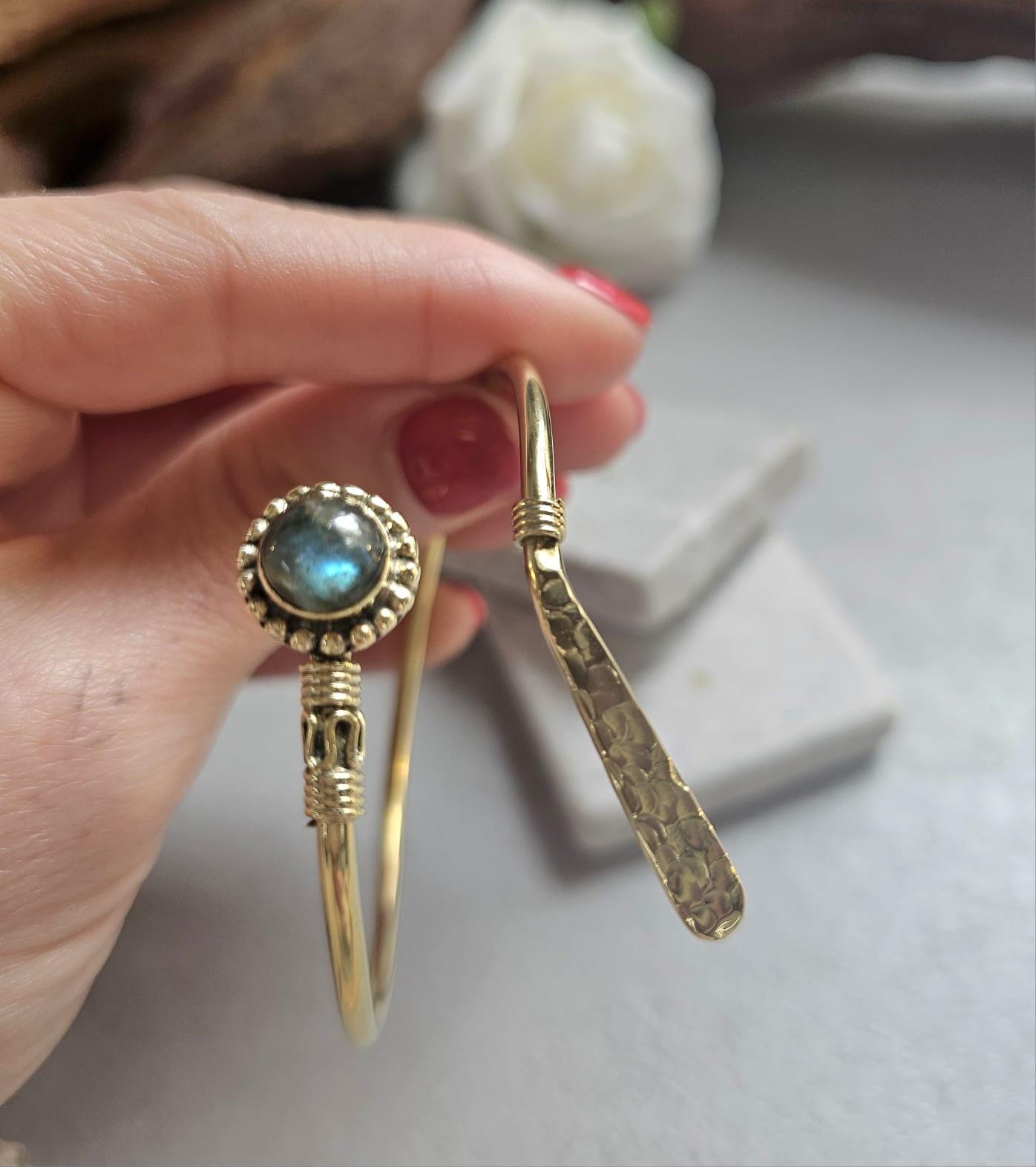Raw Brass Hammered bracelet – Adjustable Boho Bangle – Statement Jewellery / Gift for Her