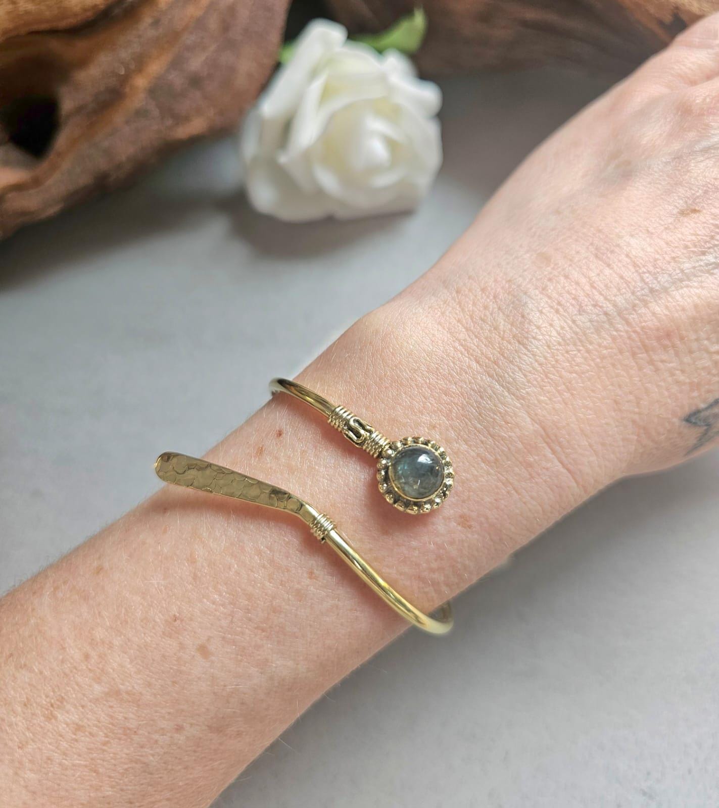Raw Brass Hammered bracelet – Adjustable Boho Bangle – Statement Jewellery / Gift for Her