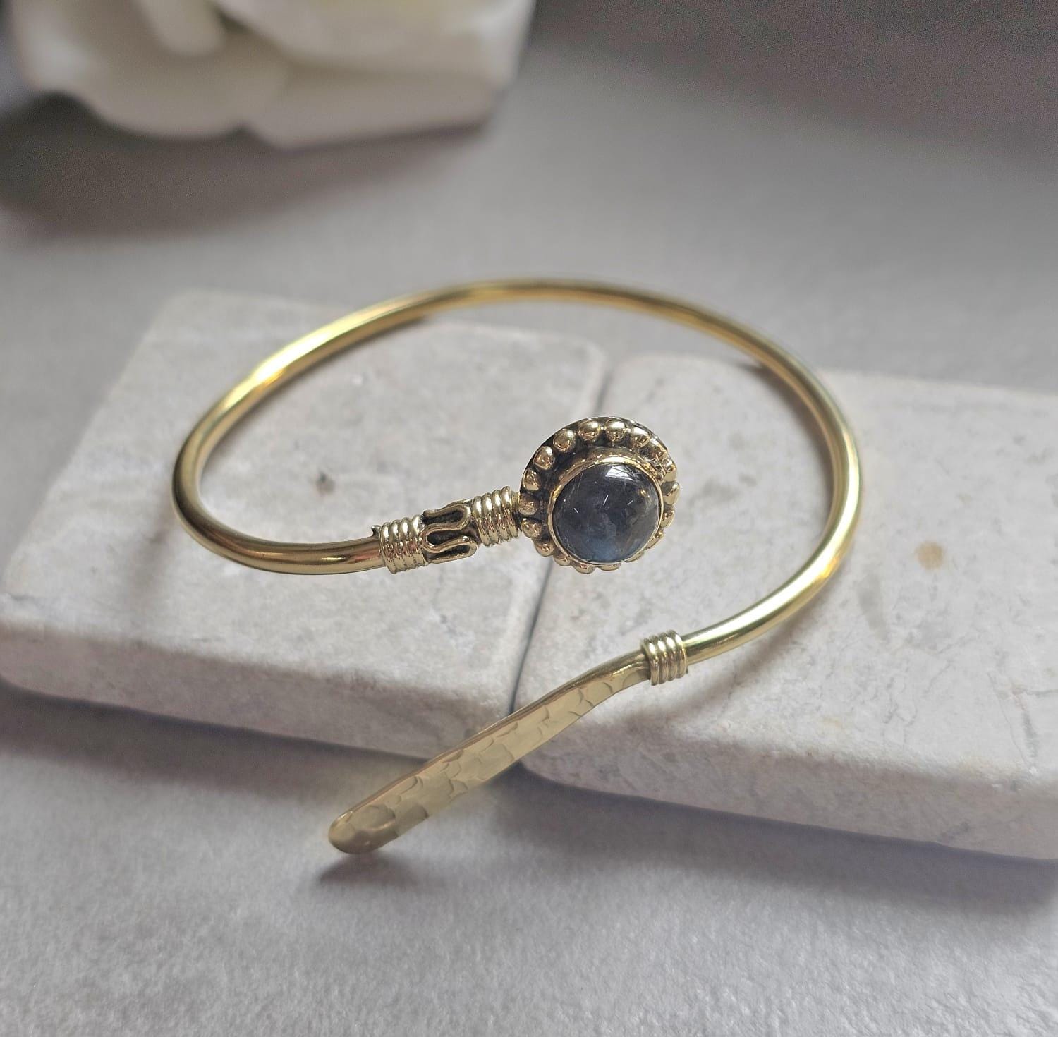 Raw Brass Hammered bracelet – Adjustable Boho Bangle – Statement Jewellery / Gift for Her