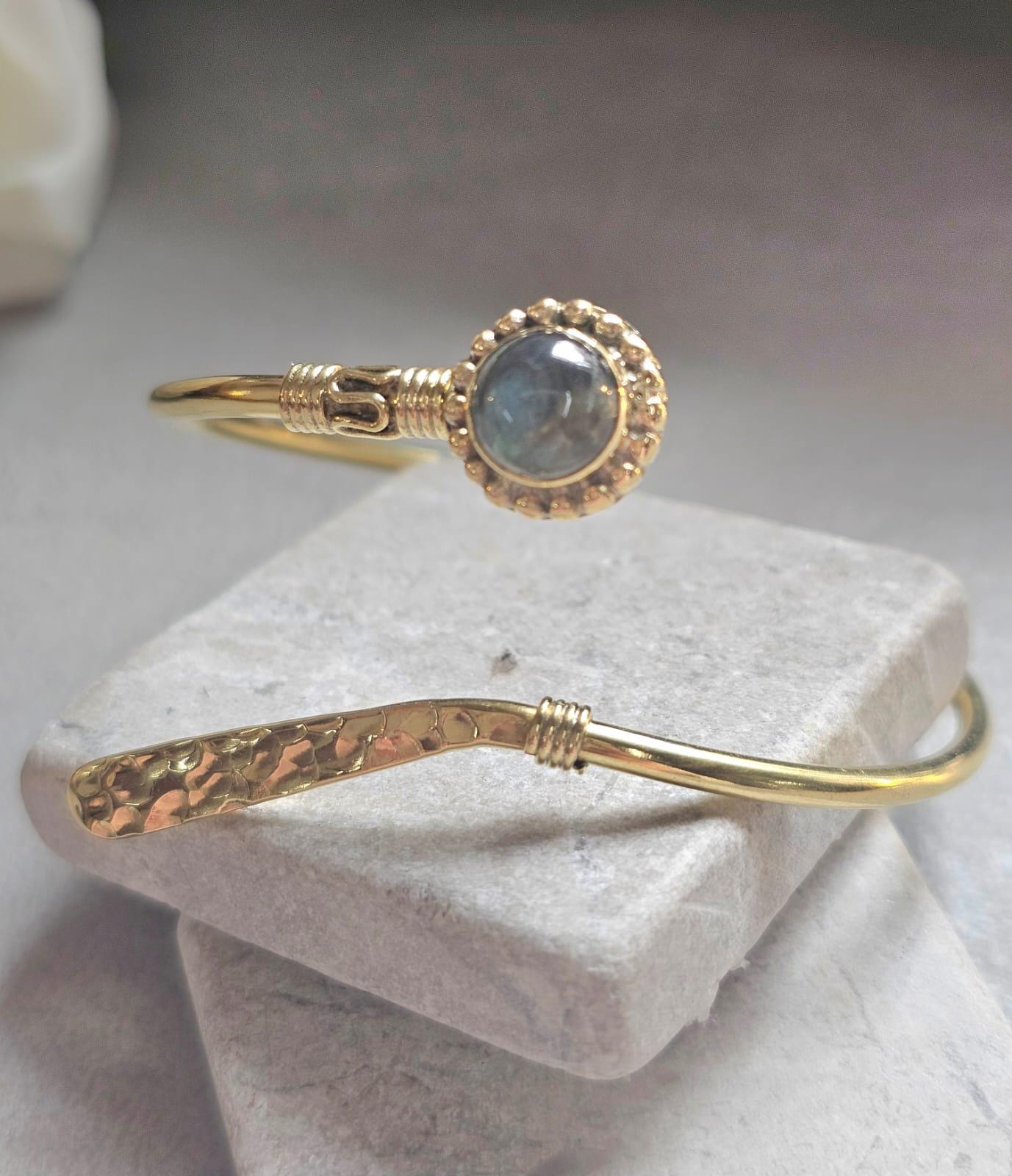 Raw Brass Hammered bracelet – Adjustable Boho Bangle – Statement Jewellery / Gift for Her