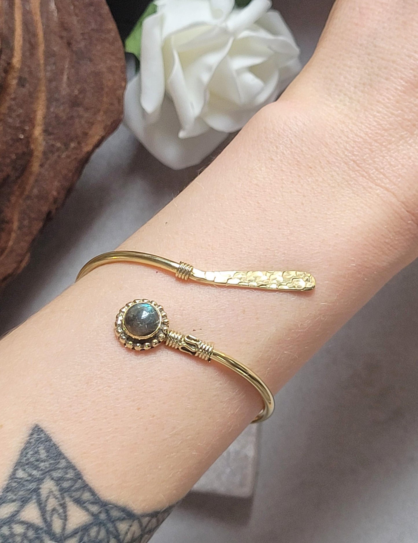 Raw Brass Hammered bracelet – Adjustable Boho Bangle – Statement Jewellery / Gift for Her