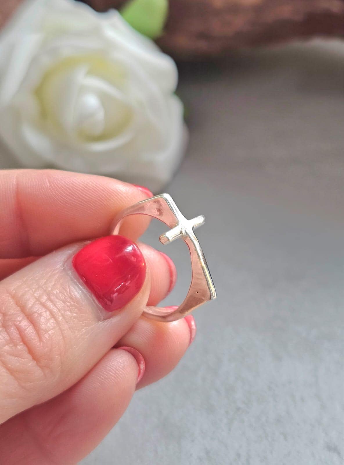 Silver Plated Cross Ring, Adjustable Christian Ring, Minimalist Jesus Cross Ring, Religious Faith Ring, Hypoallergenic Christian Jewellery G