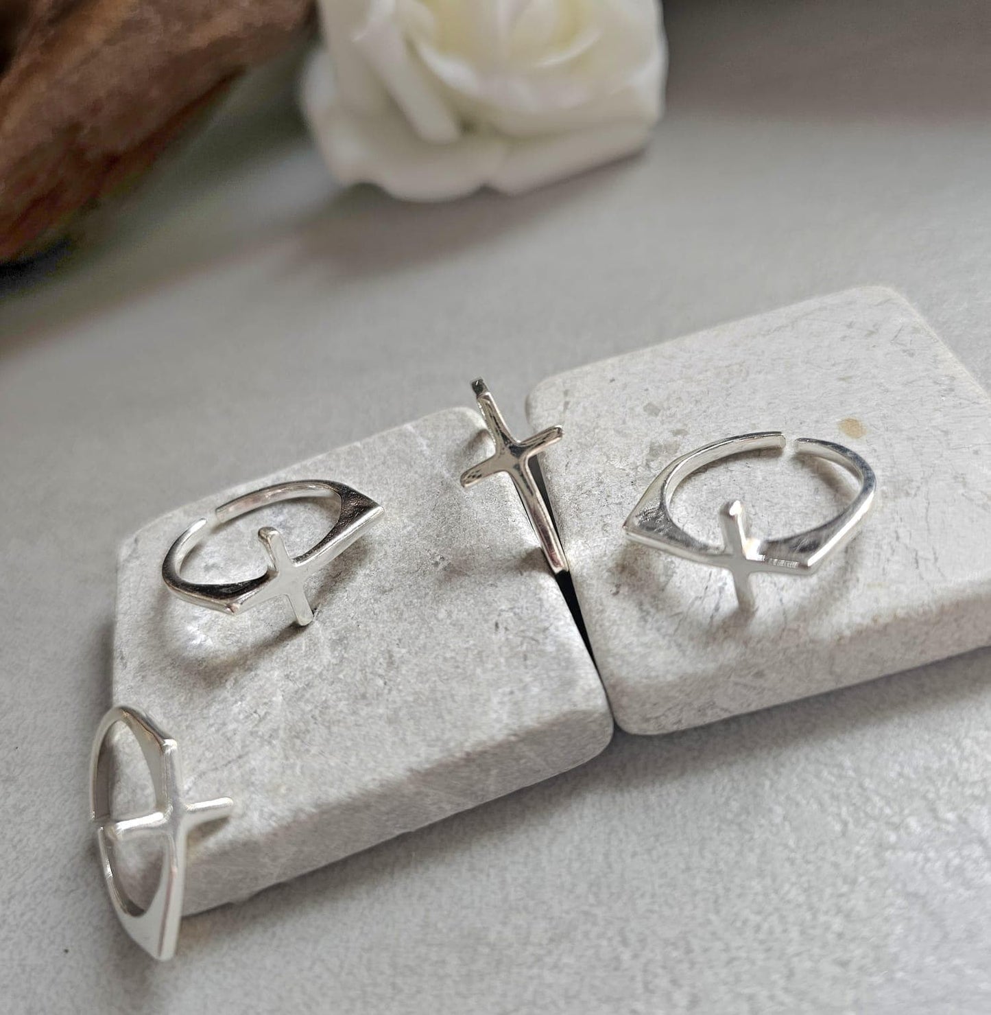 Silver Plated Cross Ring, Adjustable Christian Ring, Minimalist Jesus Cross Ring, Religious Faith Ring, Hypoallergenic Christian Jewellery G
