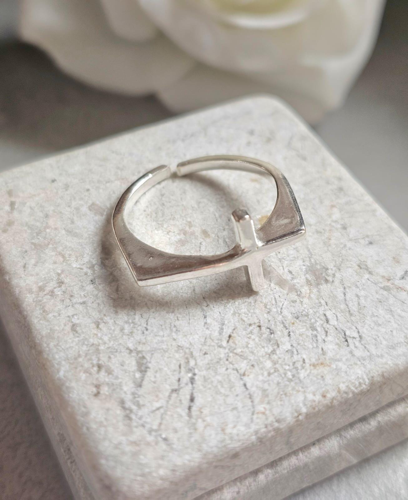 Silver Plated Cross Ring, Adjustable Christian Ring, Minimalist Jesus Cross Ring, Religious Faith Ring, Hypoallergenic Christian Jewellery G