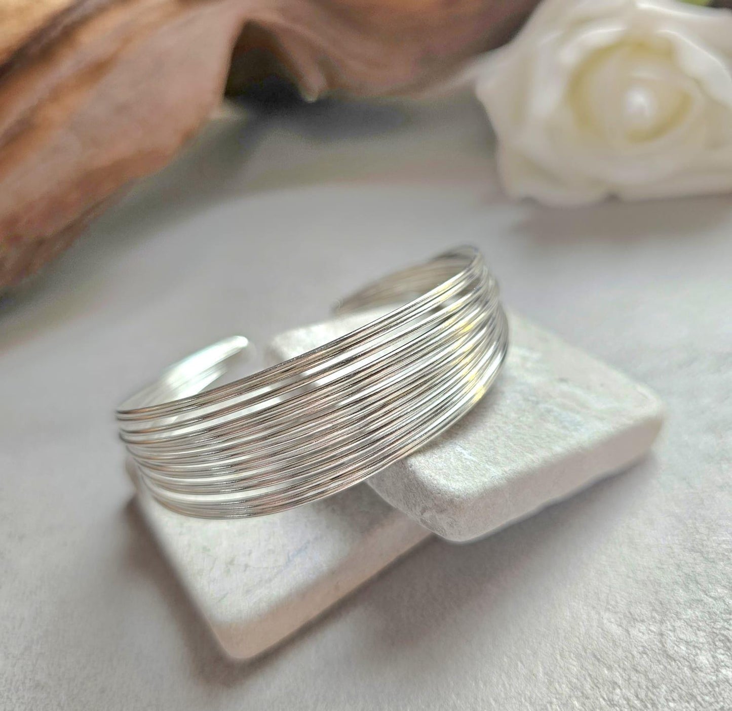 Silver Plated Cuff Bracelet, Multi Wire Cuff Bracelet, Minimalist Silver Bangle, Nickel Free Hypoallergenic Bracelet, Adjustable