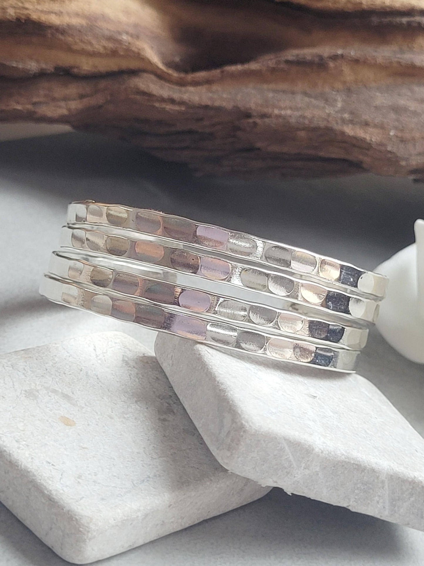 Silver Hammered Cuff Bracelet, Silver Plated Adjustable Bangle, Minimalist Textured Bracelet, Open Cuff Jewellery, Modern Gift for Her