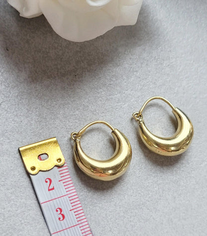 Brass Small Hoop Earrings 2cm, Everyday Gold Tone Hoops, Minimalist Huggie Earrings, Nickel Free Hypoallergenic Jewellery, Simple Daily wear
