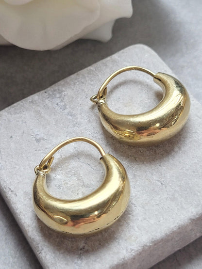 Brass Small Hoop Earrings 2cm, Everyday Gold Tone Hoops, Minimalist Huggie Earrings, Nickel Free Hypoallergenic Jewellery, Simple Daily wear
