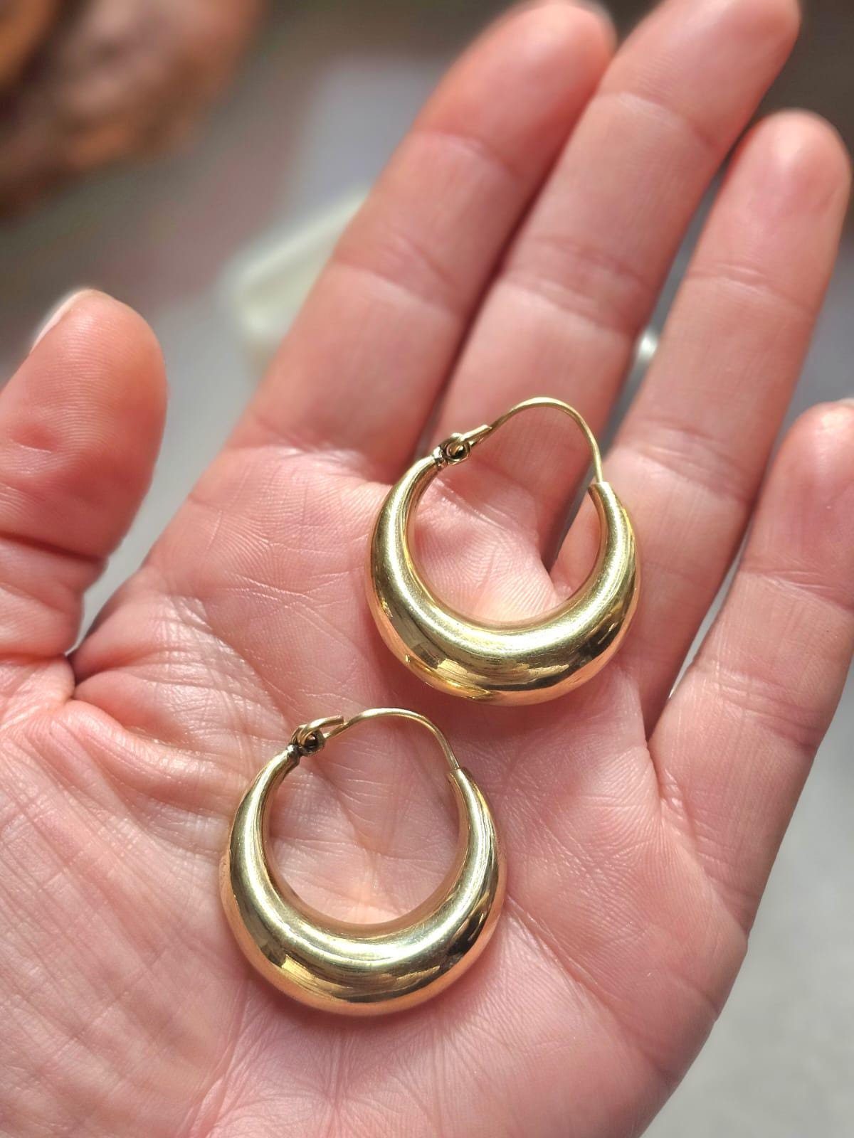 Chunky Brass Hoop Earrings, Raw Brass Hypoallergenic Hoops, Minimalist Gold Hoop Earrings, 3cm hoops, Everyday Modern Jewellery Gift