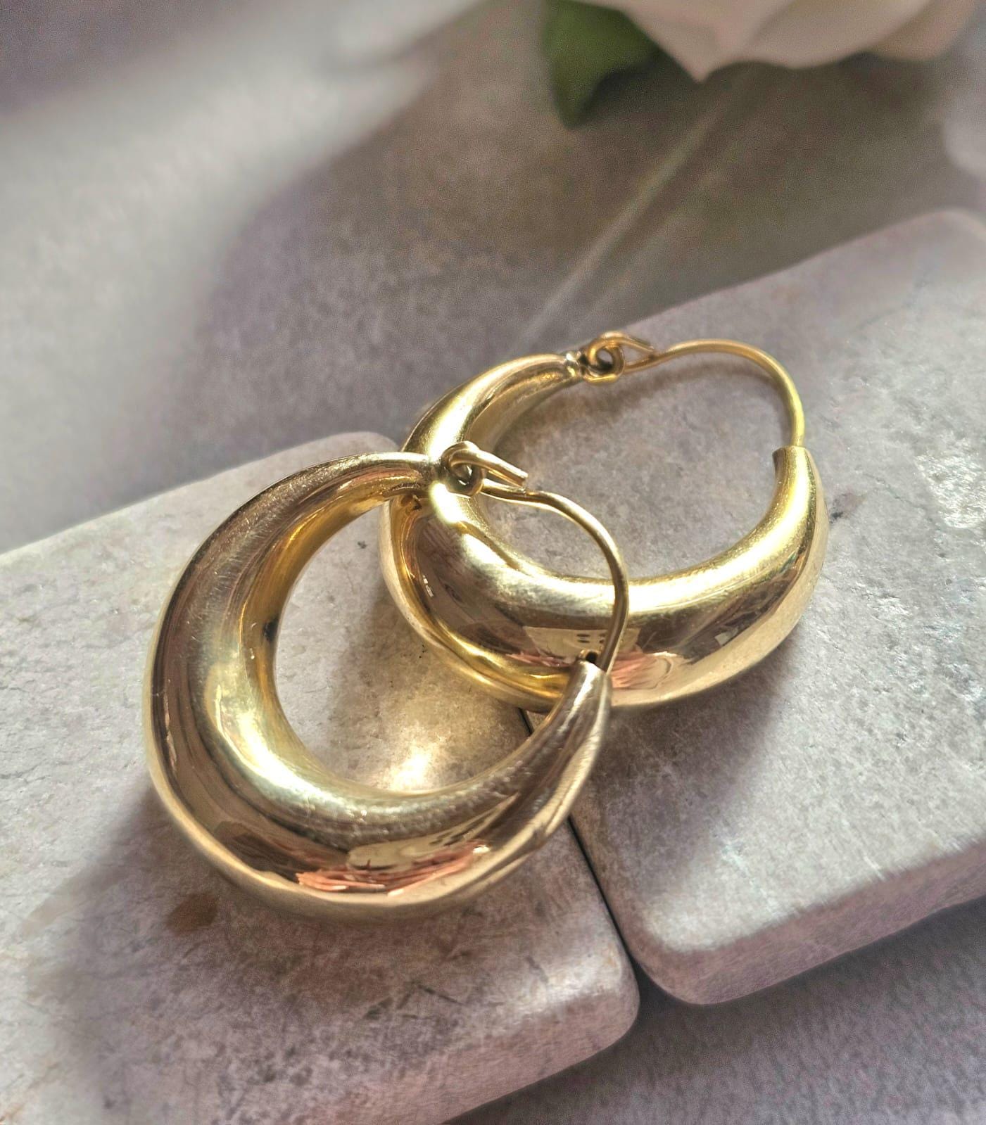 Chunky Brass Hoop Earrings, Raw Brass Hypoallergenic Hoops, Minimalist Gold Hoop Earrings, 3cm hoops, Everyday Modern Jewellery Gift