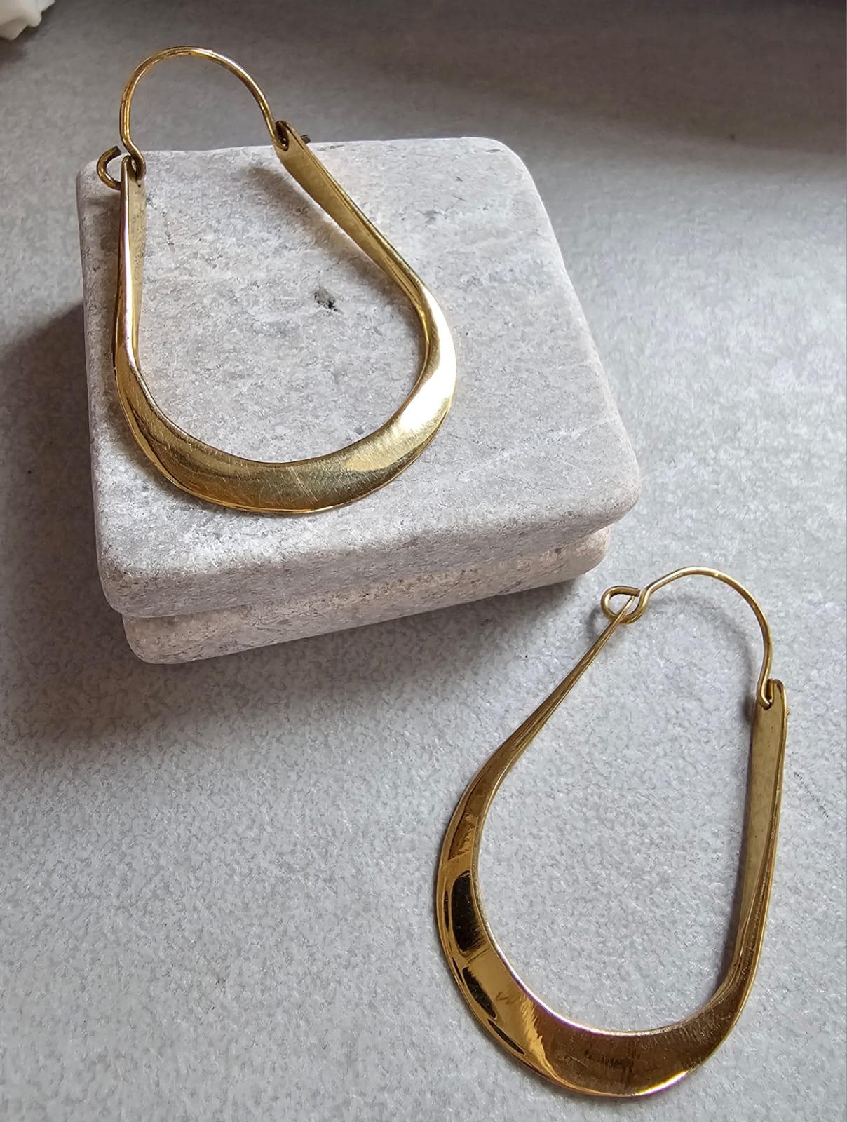 Sculpted Gold Teardrop Hoop Earrings | Modern Minimalist Statement Hoops | Elegant Lightweight Drop Earrings for Women