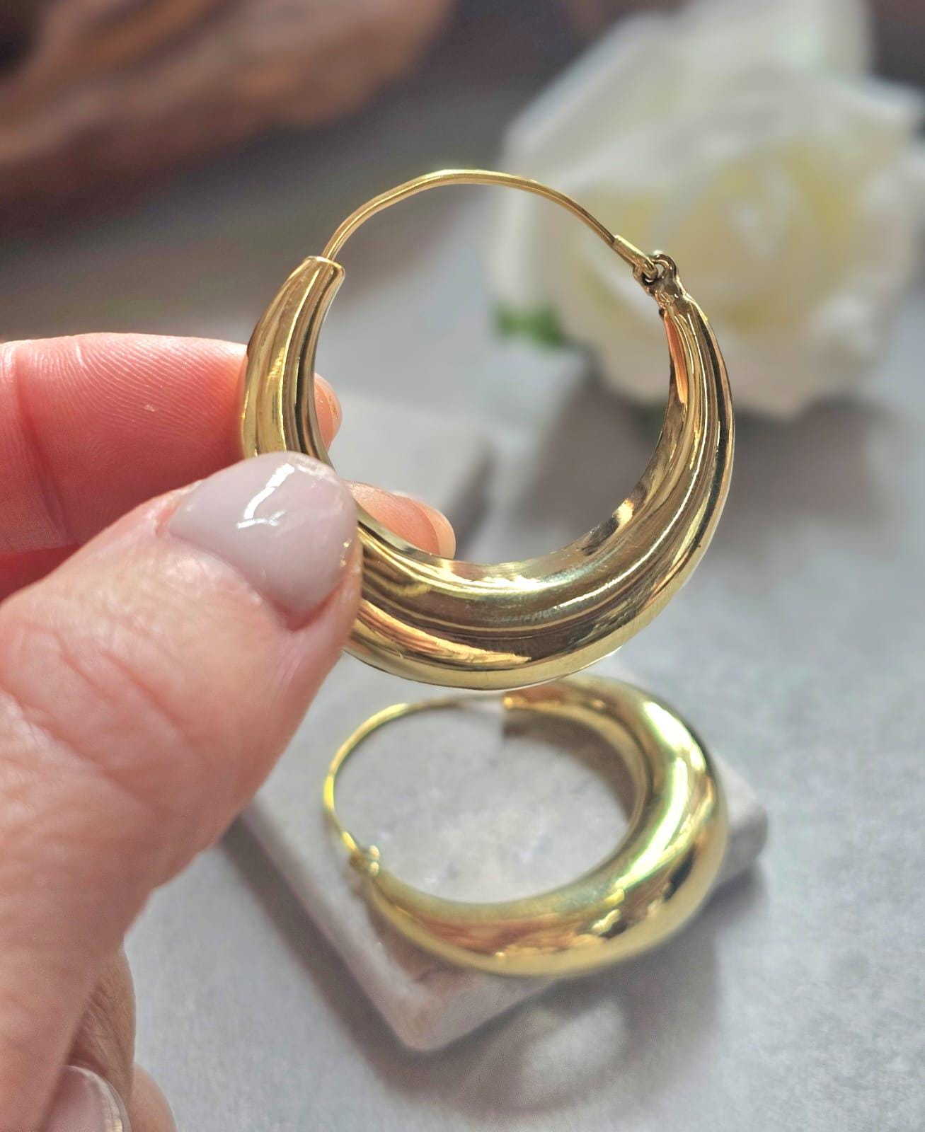 Medium Gold Hoop Earrings 4cm, Thick Brass Hoops, Hypoallergenic Statement Earrings, Bold Minimalist Gold Hoops,Jewellery Gift for