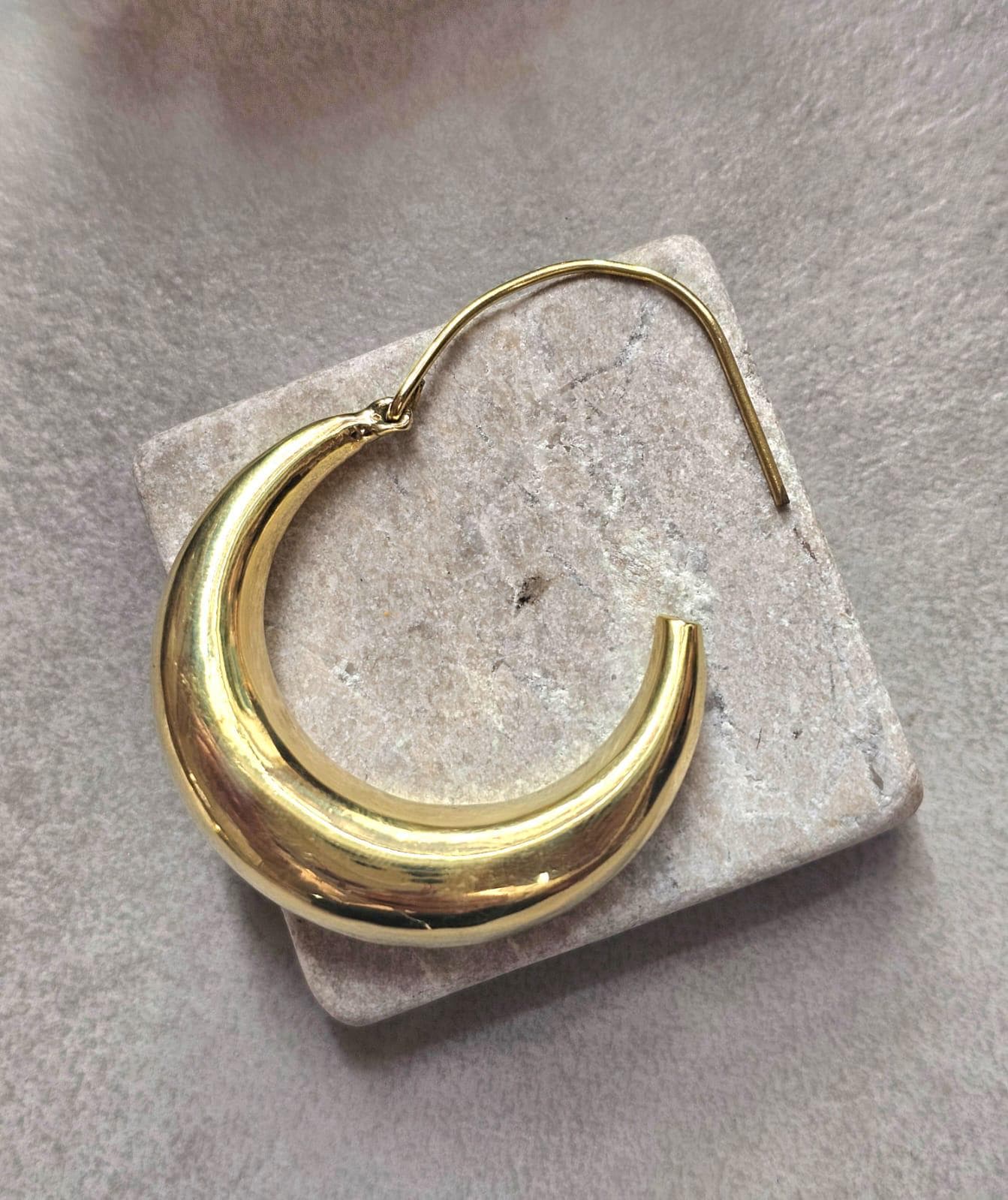 Medium Gold Hoop Earrings 4cm, Thick Brass Hoops, Hypoallergenic Statement Earrings, Bold Minimalist Gold Hoops,Jewellery Gift for