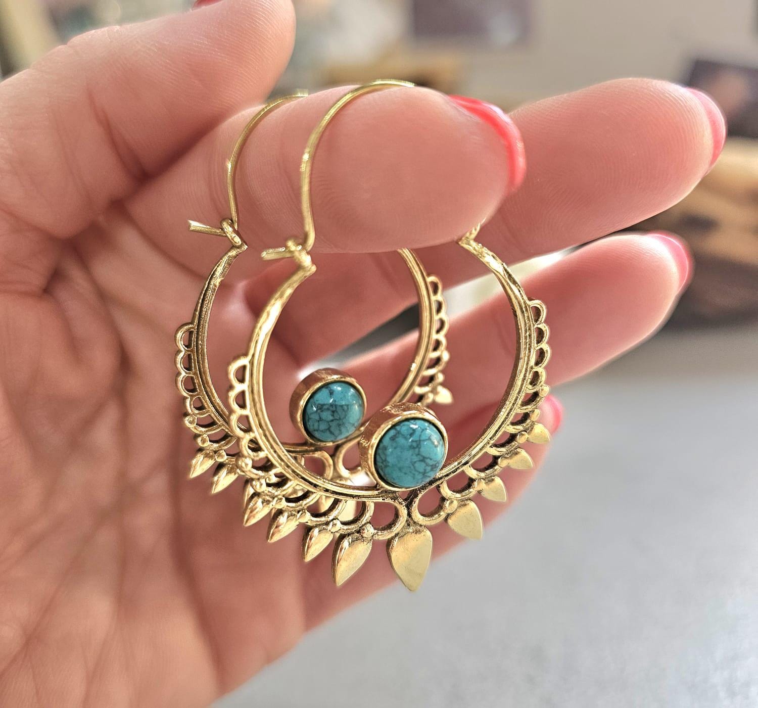 Boho Earrings | Large Gold Statement Hoops