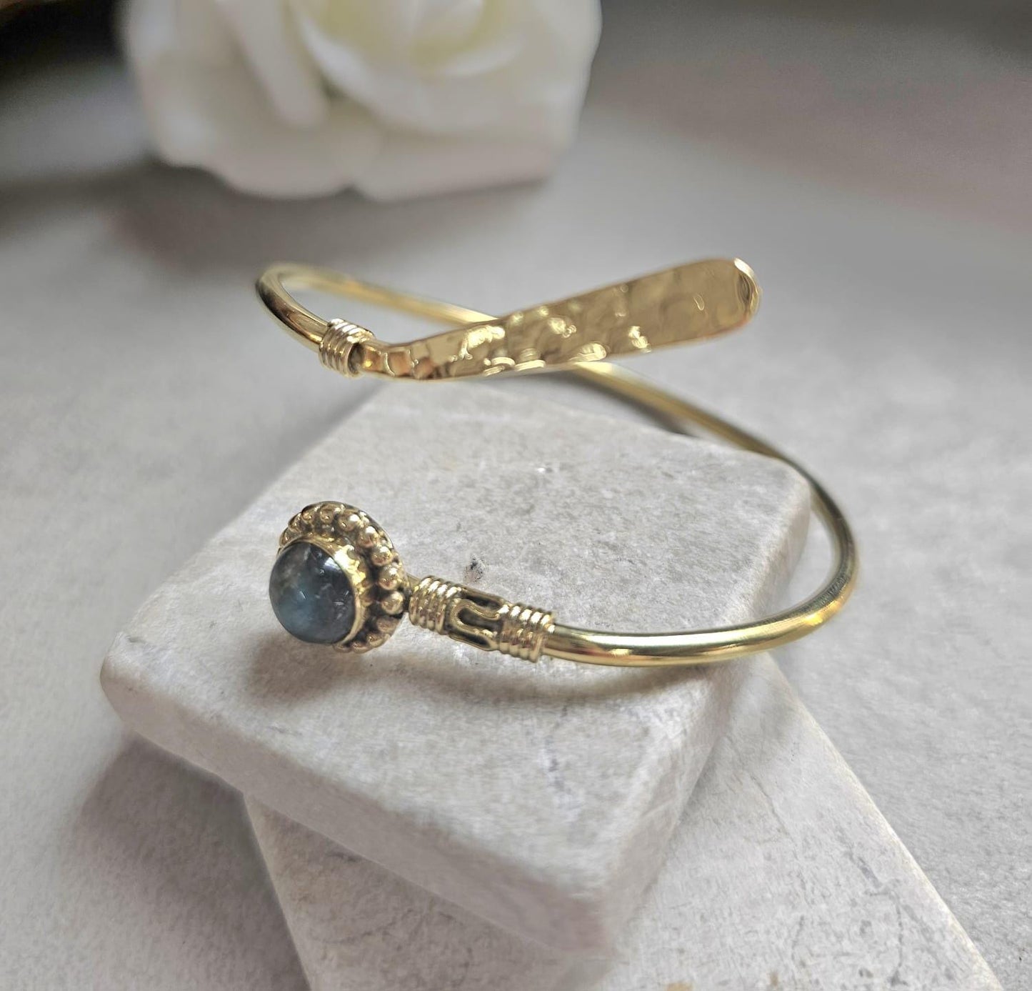 Raw Brass Hammered bracelet – Adjustable Boho Bangle – Statement Jewellery / Gift for Her