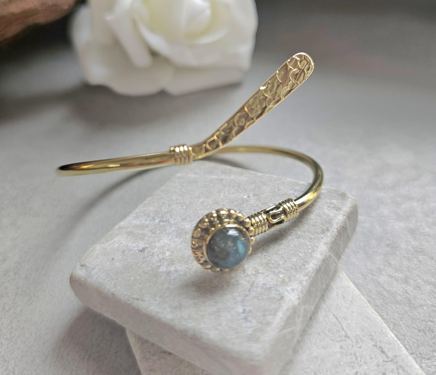 Raw Brass Hammered bracelet – Adjustable Boho Bangle – Statement Jewellery / Gift for Her