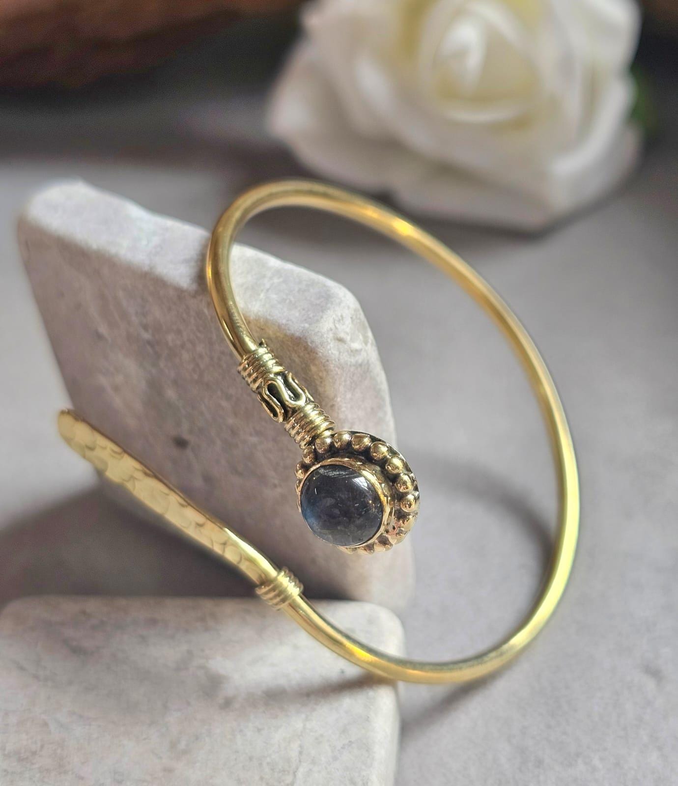 Raw Brass Hammered bracelet – Adjustable Boho Bangle – Statement Jewellery / Gift for Her