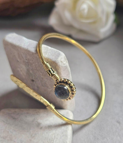Raw Brass Hammered bracelet – Adjustable Boho Bangle – Statement Jewellery / Gift for Her