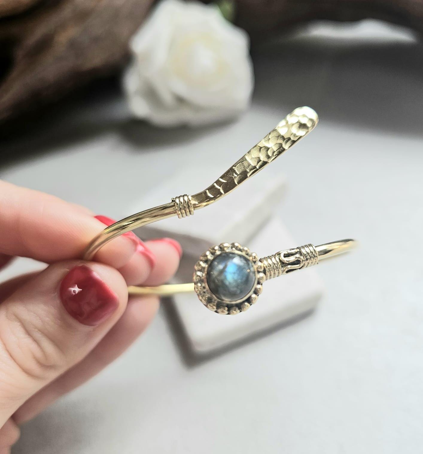 Raw Brass Hammered bracelet – Adjustable Boho Bangle – Statement Jewellery / Gift for Her