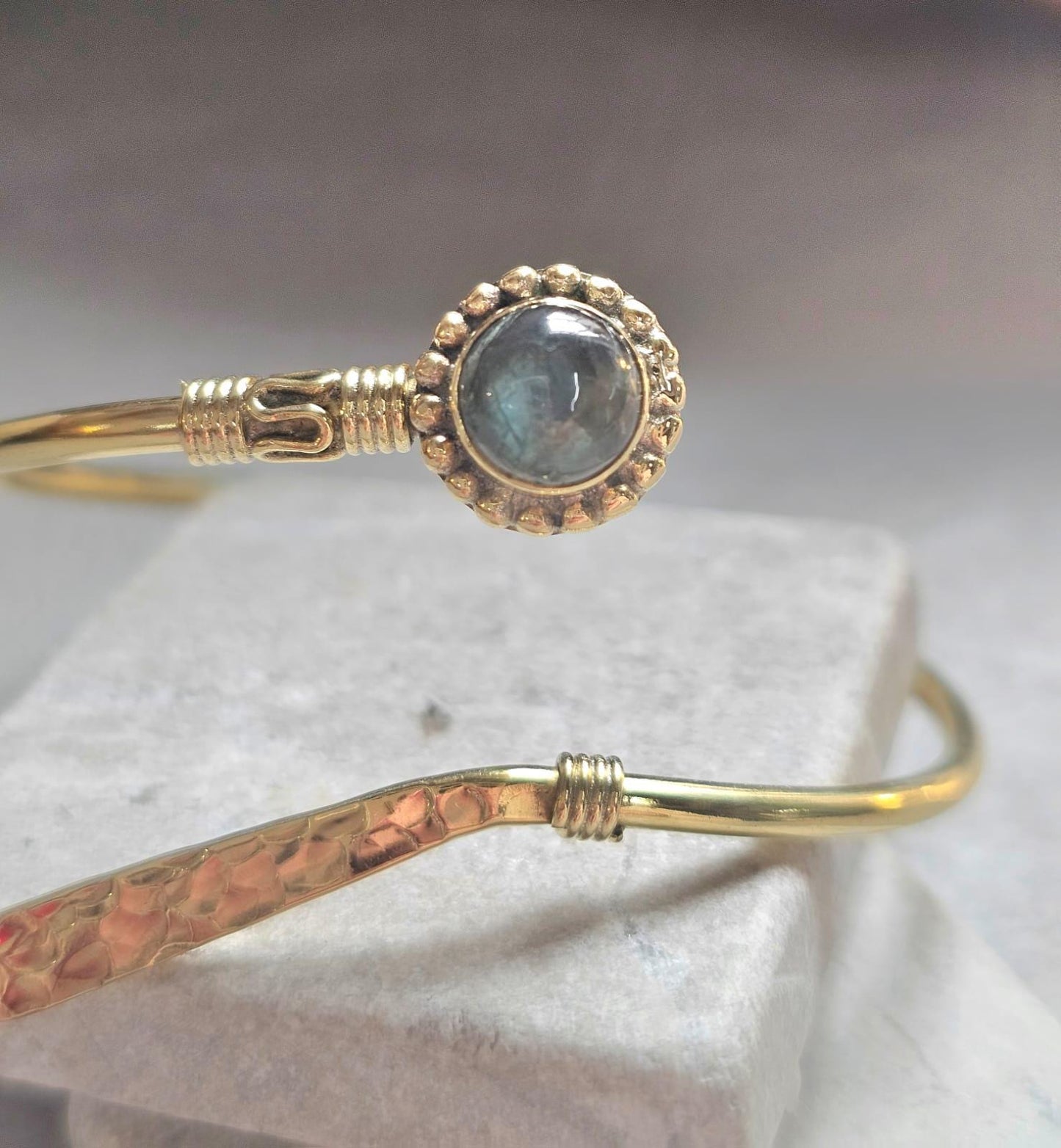 Raw Brass Hammered bracelet – Adjustable Boho Bangle – Statement Jewellery / Gift for Her