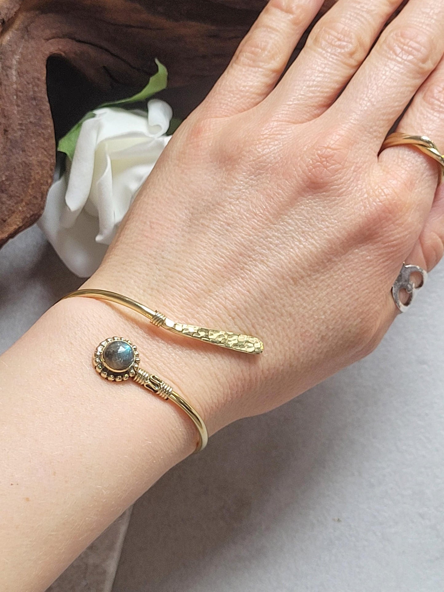 Raw Brass Hammered bracelet – Adjustable Boho Bangle – Statement Jewellery / Gift for Her